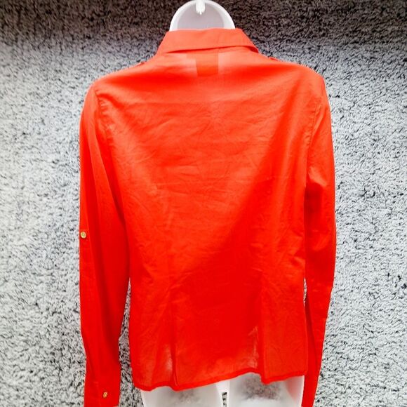 Tory Burch Designer Equestrian Rodeo Shirt. Woman's 8. Orange. 100% Cotton...... - Picture 7 of 12